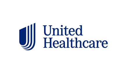 The image displays a logo with text that reads UNITED HEALTHCARE in capital letters, accompanied by a graphic element resembling a stylized letter U within a shield-like shape.